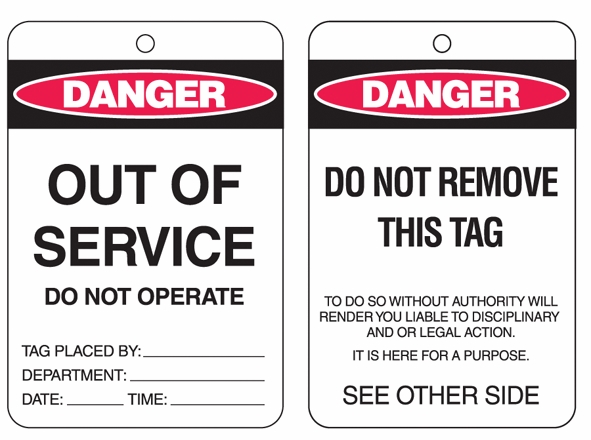 Other view of TAG DANGER OUT OF SERVICE 150X100 (100)