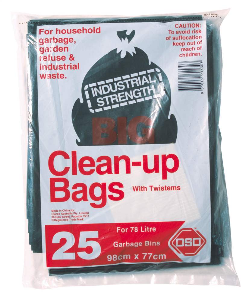 Other view of OSO® - W3/6151 - Clean Up Garbage Bag - 78L - 98 x 77cm - 30um – Black - 25bags/pack- Carton of 8 packs - Glad