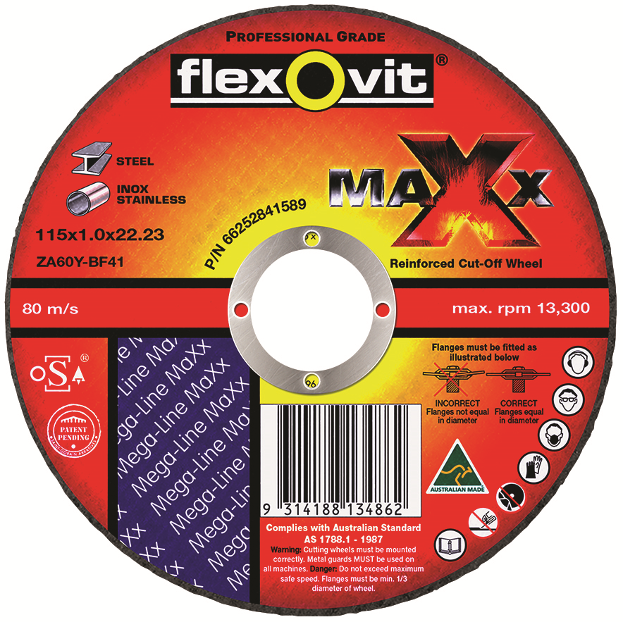 Other view of Flat Ultra Thin Cut Off Wheel - Metal - 115mm x 1mm x 22mm - Flexovit Maxx