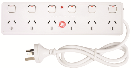 Other view of ARLEC - PB67 - Powerboard - 6 Outlet - 6 Switch - 240V 10Amp 2400W - Surge protection