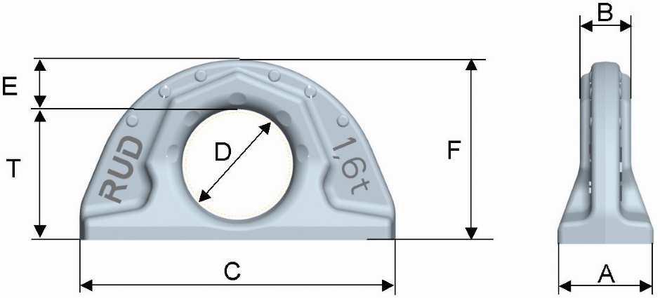 Other view of LIFTING EYE WELD-ON RUD ABA WLL 10T