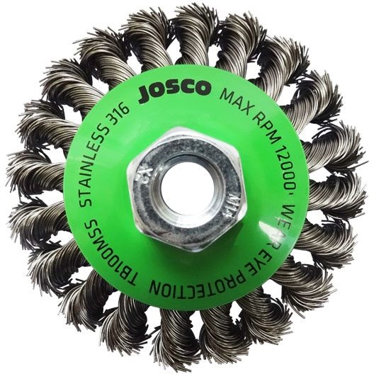 Other view of Josco TB100MSS Multi-Bore Stainless Steel Twist Knot Wire Bevel Brush - 100mm