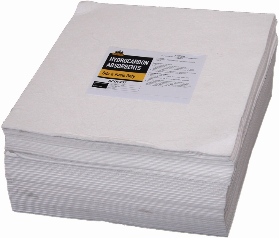 Other view of Thick Absorbent Pad - Oils/Fuels - 140 L/Pack Capacity - White - Polypropylene - 45 cm x 45 cm - SCOF45T-100 - Spill Crew - (100/Pack)