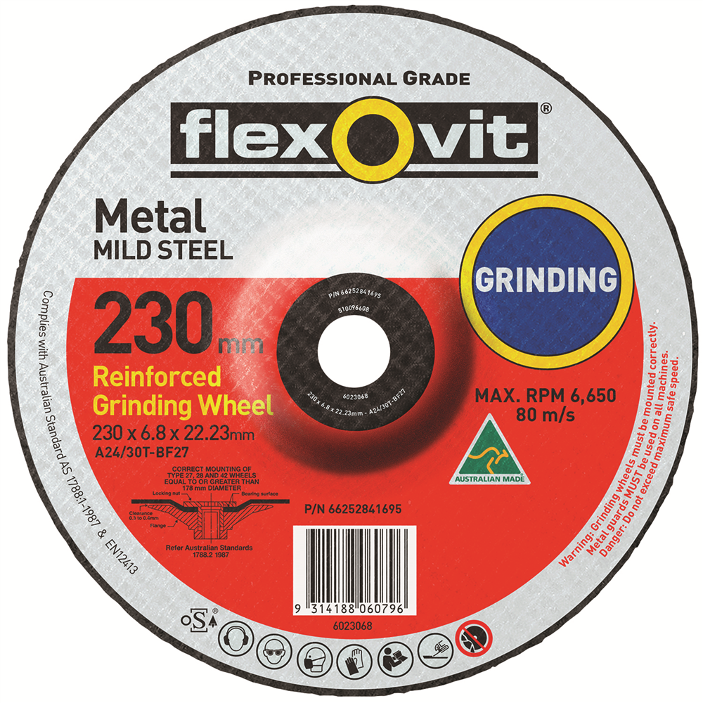 Other view of Depressed Centre Grinding Wheel - Metal - 230mm x 6.8mm x 22mm - A24/30T - Flexovit