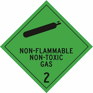 Other view of Safety Sign - Dangerous Goods Class Diamond - Non-Flammable/Non-Toxic Gas 2 - Metal - Black On Green - 270 x 270 mm - Prosafe