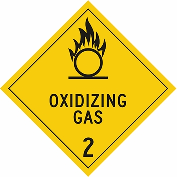 Other view of PROSAFE Danger Sign - Dangerous Goods Class Diamonds - Oxidising Gas 2 - Metal - Black On Yellow - 270mm x 270mm