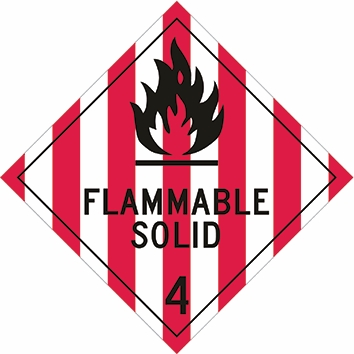 Other view of Safety Sign - Dangerous Goods Class Diamond - Flammable Solid 4 - Metal - Black On White/Red - 270 x 270 mm - Prosafe