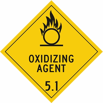 Other view of Safety Sign - Dangerous Goods Class Diamond - Oxidizing Agent 5.1 - Metal - Black On Yellow - 270 x 270 mm - Prosafe