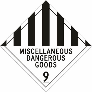 Other view of Safety Sign - Dangerous Goods Class Diamond - Miscellaneous Dangerous Goods 9 - Metal - Black On White - 270 x 270 mm - Prosafe