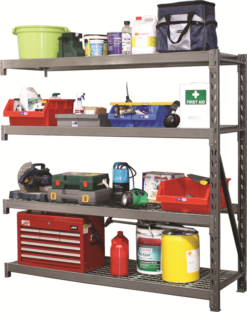 Other view of Extra Heavy Duty Shelving Unit - 3000kg - Add-on Bay Kit - 4 Shelf - Grey Powdercoat/Steel Mesh Shelves