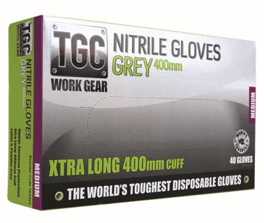 Other view of The Glove Company TGC Grey Nitrile 162405 Disposable Gloves - Nitrile - Powder Free -Ambidextrous - HACCP Certified - 400 mm - 2XL - Pack of 40