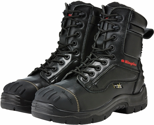 Other view of Men's Safety Boots - Ankle - Anti-Static - Lace-Up with Side Zipper - Full Grain Leather - Black - Size 8.5 - K27850 - Phoenix - King Gee