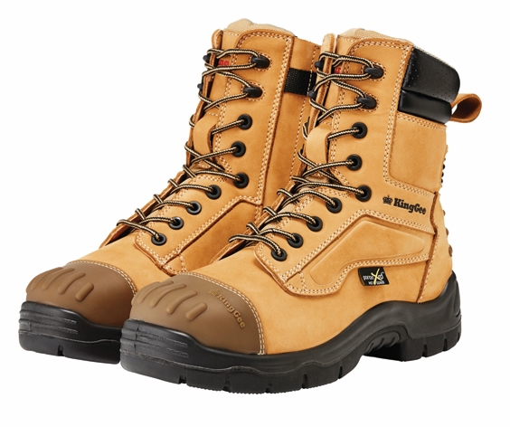 Other view of Men's Safety Boots - Ankle - Anti-Static - Lace-Up with Side Zipper - Full Grain Nubuck Leather - Wheat - Size 5 - K27800 - Phoenix - King Gee