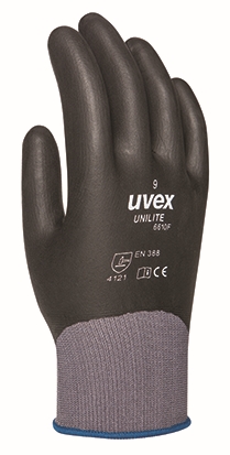 Other view of Protective Gloves - Light Duty - Polyamide/Nylon Lining - NBR Coat - Gray/Black - Size 9 - 6610 - unilite - uvex