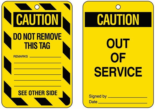 Other view of Safety Tag - Caution Do Not Remove/Out of Service - Black/Yellow - 5.91" x 3.94" - 3043960 - Prosafe - (10/Pack)