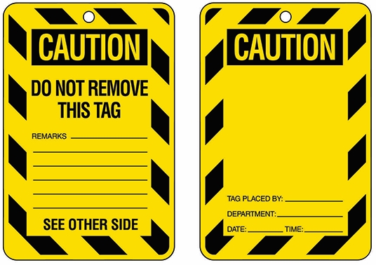 Other view of Safety Tag - Caution Do Not Remove/Placed By - Black/Yellow - 5.91" x 3.94" - 3043977 - Prosafe - (10/Pack)