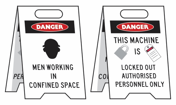 Other view of Floor Stand - Workers In Confined Space/Machine Locked Out - Corflute - White - 300 x 510 mm - 3071092 - Prosafe