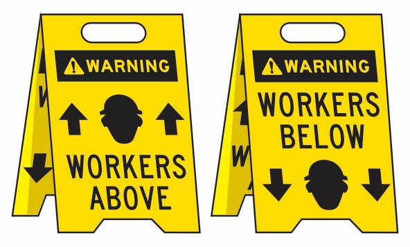 Other view of Floor Stand - Workers Above/Workers Below - Corflute - Yellow - 300 x 510 mm - 3071228 - Prosafe