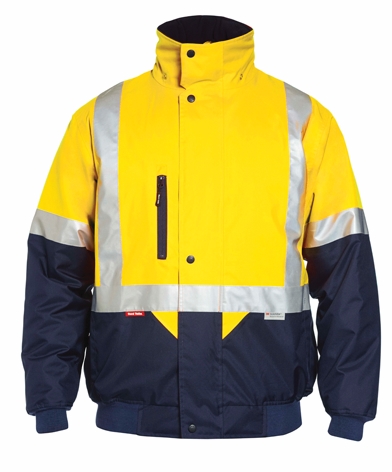 Other view of Men's 2-Tone Quilted Pilot Jacket With 3M Reflective Tape – Polyester Oxford Weave – Yellow/Navy – 5X-Large – Y06064 – Foundations – Hard Yakka