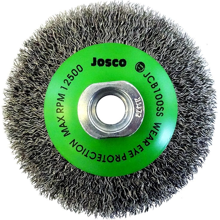 Other view of Josco JCB100SS Multi-Bore Stainless Steel 316 Crimped Wire Bevel Brush - 100mm