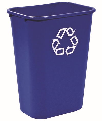 Other view of Large Deskside Wastebasket With Recycle Symbol - Rectangular - Plastic - Blue - 39 L - FG295773BLUE - Rubbermaid