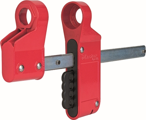 Other view of Blind Flange Lockout for 52 to 70mm Nut - Large - 4 Padlock - Red/Silver - S3924 - Master Lock