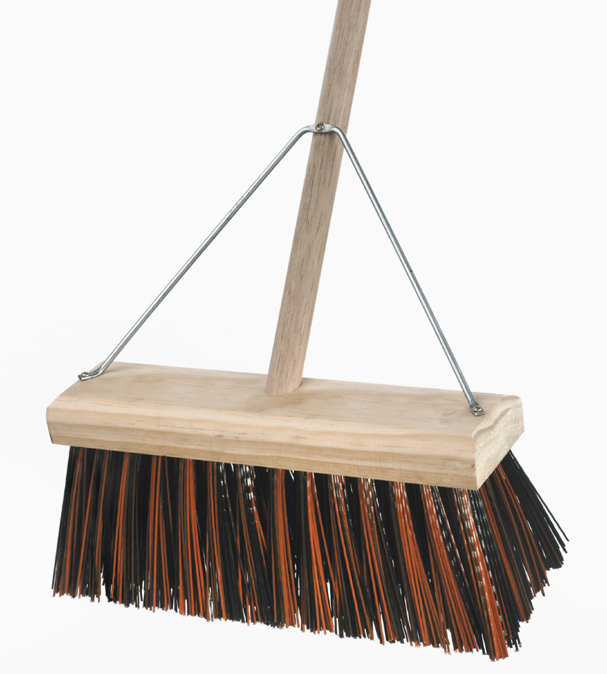 Other view of Council Yard Broom - Bassine-Cane/Polypropylene Backed - Complete with Handle & Bracket - 350mm - ED Oates