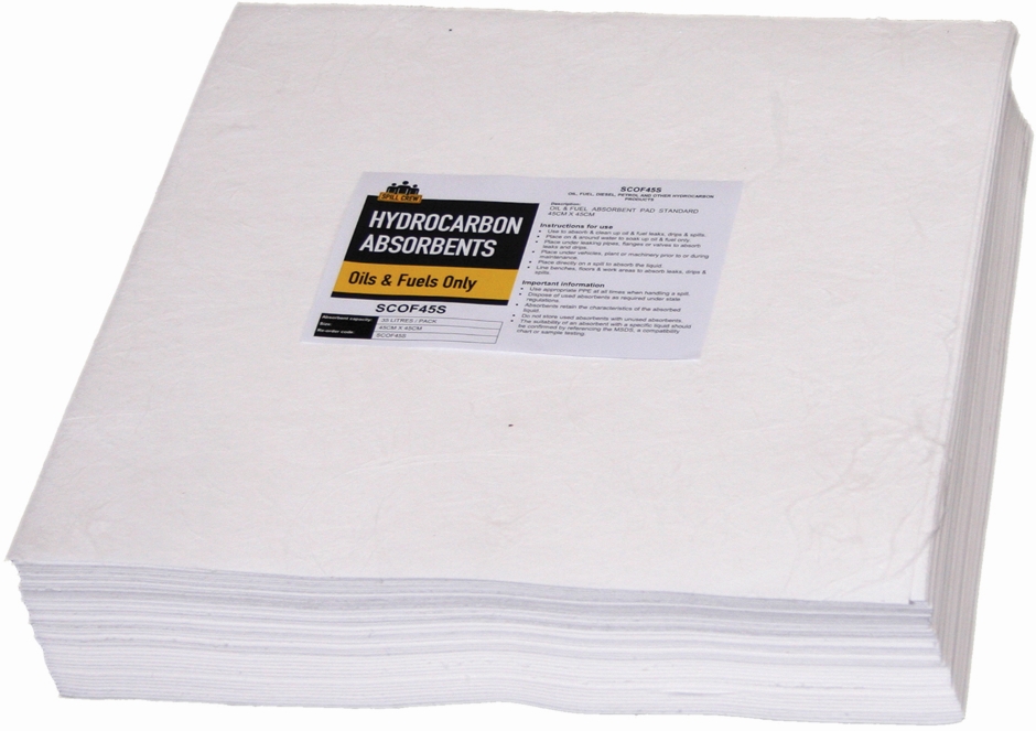 Other view of Standard Absorbent Pad - Oils/Fuels - 35 L/Pack Capacity - White - Polypropylene - 45 cm x 45 cm - SCOF45S-50 - Spill Crew - (50/Pack)