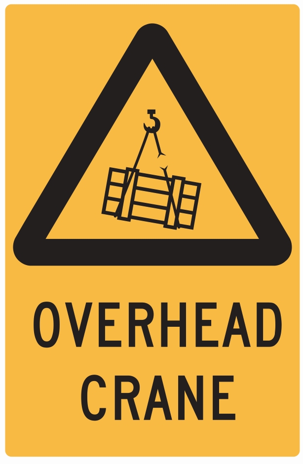 Other view of Safety Sign - Warning - Overhead Crane - Polypropylene - Black On Yellow - 300 x 450 mm - Prosafe