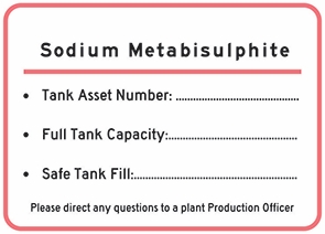 Other view of Safety Sign - Sodium Metabisulphite - Poly - Black On White - 250 x 180 mm - Prosafe