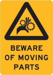 Other view of Safety Sign - Warning - Beware Of Moving Parts - Self Adhesive Vinyl - Black On Yellow - 180 x 250 mm - Prosafe