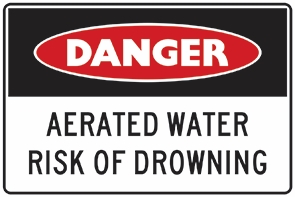 Other view of Safety Sign - Danger - Aerated Water Risk Of Drowning - Colorbond Steel - Red/Black/White - 300 x 225 mm - Prosafe