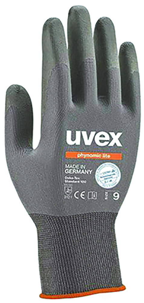 Other view of Protective Gloves - Polyamide/Elastane Lining - Aqua Polymer Coat - Gray - Size 7 - 60040 - phynomic lite - uvex