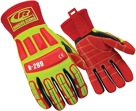 Other view of Impact Protection Gloves - Anti-Cut - KevLoc Grip with TPR Knuckle - Red/Hi-Vis Green - Small - 299 - Roughneck® - RINGERS