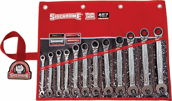 Other view of 12-Piece Geared Spanners Set - Ring & Open End - Metric - SCMT22298 - Pro Series - Sidchrome