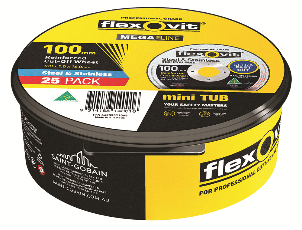 Other view of Flexovit -  Flat Cut Off Wheels - Maxi Tub - 125 x 1.0 x 22mm