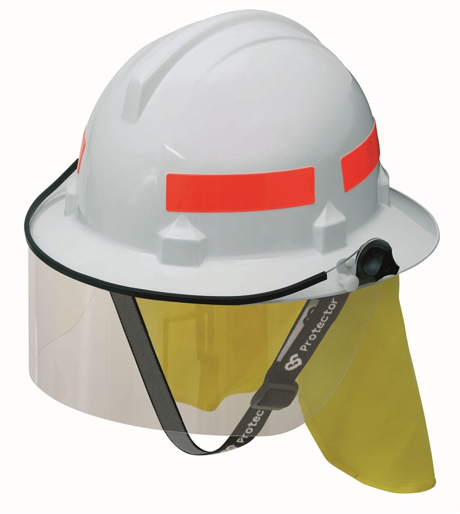 Other view of Protector HF44 Bush Fireman's Helmet - Elastic Chin Strap & Visor - White - HF44P:WH