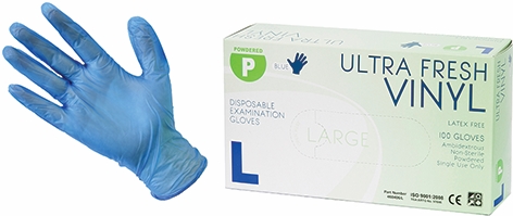 Other view of Examination Disposable Gloves - Powdered - Polyvinyl Chloride - Smooth Grip - Blue - X-Large - 468406 - Ultra Fresh - Steel Drill - Box of 100