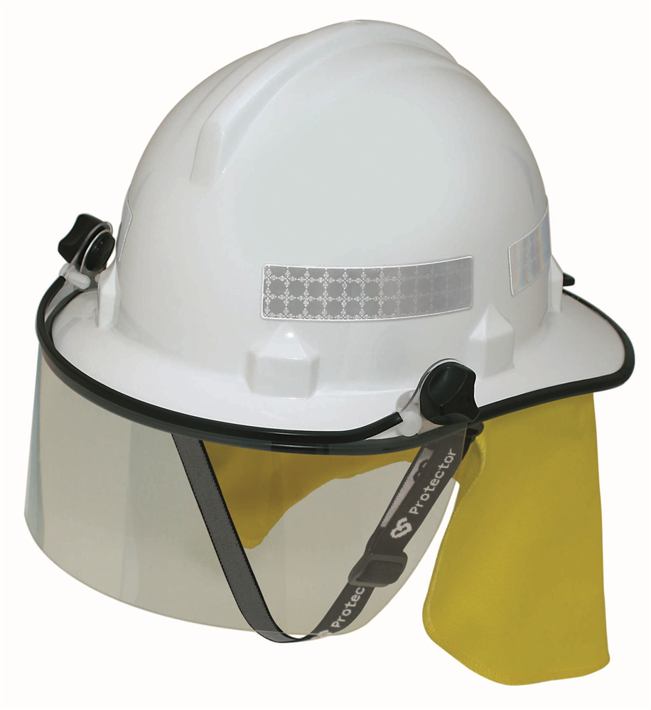 Other view of Protector HF46 Bush Fireman's Helmet - Elastic Chin Strap & Visor - White - HF46WH