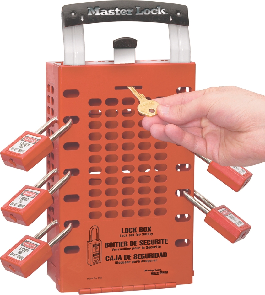 Other view of Safety Group Lock Box - Portable - 14 Padlock - Red - 0503RED - Latch Tight - Master Lock