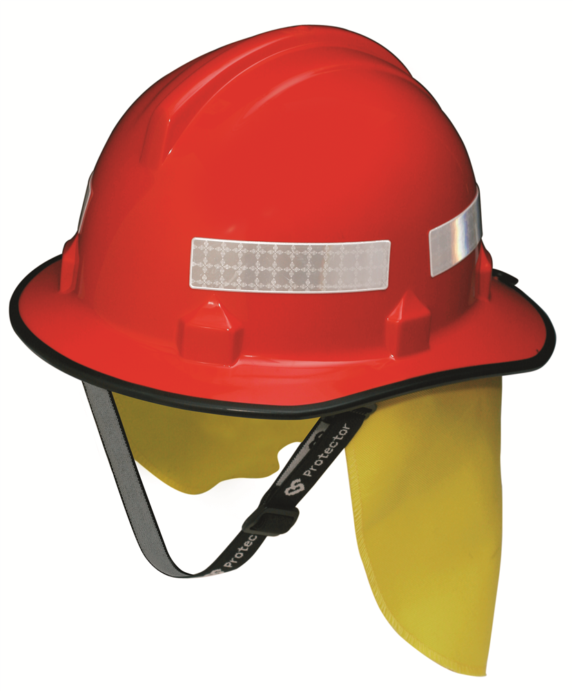 Other view of Protector HF46 Bush Fireman's Helmet - Elastic Chin Strap - Red - HF46RE