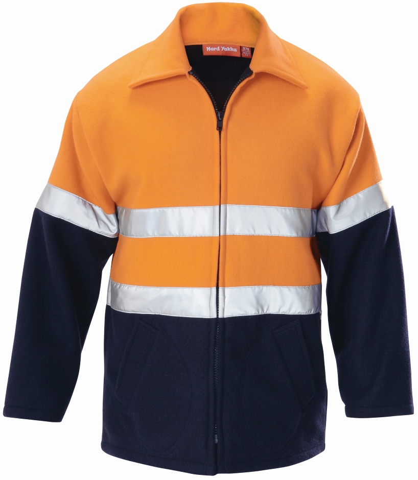 Other view of Men's 2-Tone Bluey Jacket With 3M Tape – Wool - Polyester – Orange/Navy – X-Large – Y06554 – Foundations – Hard Yakka