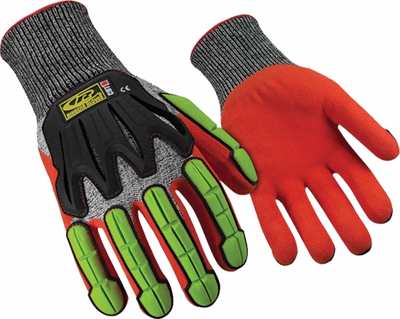 Other view of Ansell Ringers R065 Impact Protection Gloves - Cut D - 13 Gauge HPPE Liner - Nitrile Dipped - Sandy Grip - Latex Free - Hi-Vis - Grey - 10