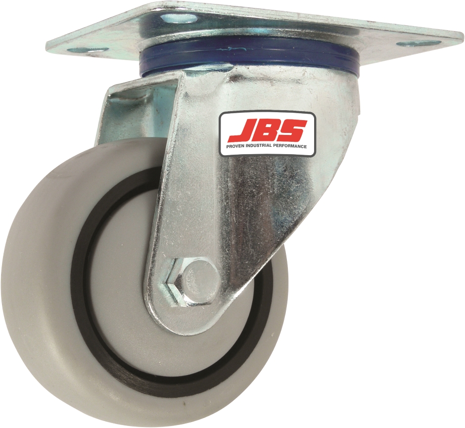 Other view of JBS - Plate Castor - Swivel - Rubber Tyre - Grey - 125mm - 105kg