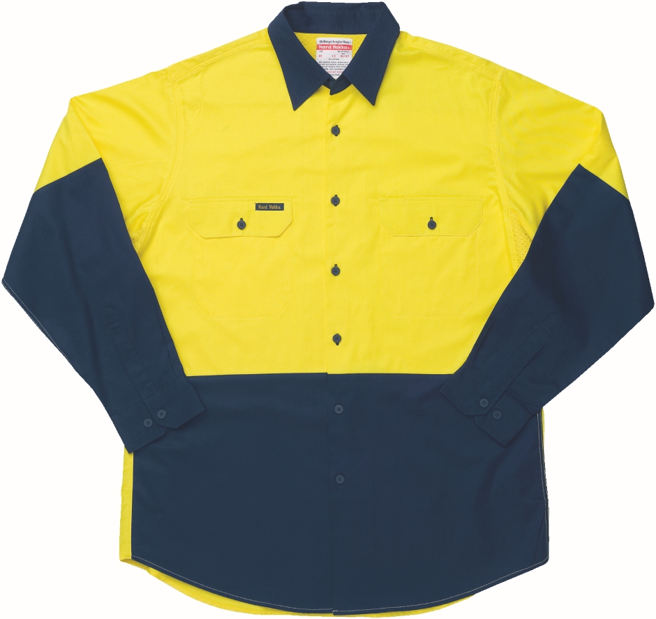 Other view of Men's Two-Tone Ventilated Shirt - Cotton - Yellow/Green - 2X-Large - Y07558 - Koolgear - Hard Yakka