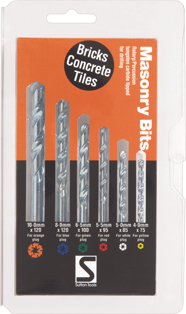 Other view of Masonry Drill Set - TCT- Type SF - 4.0,5.0,5.5,6.5,8.0 & 10mm Bright SF TCT - Sutton Tools