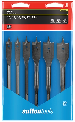 Other view of 6-Piece Spade Bit Set - Wood Grooved - 10 to 25 mm - D501SS6W - D501 - Sutton Tools