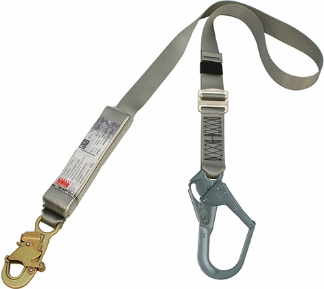 Other view of Adjustable Shock Absorbing Webbing Lanyard - Polyester Web - Grey - 2 m Length - Z51200934 - EZ-Stop™