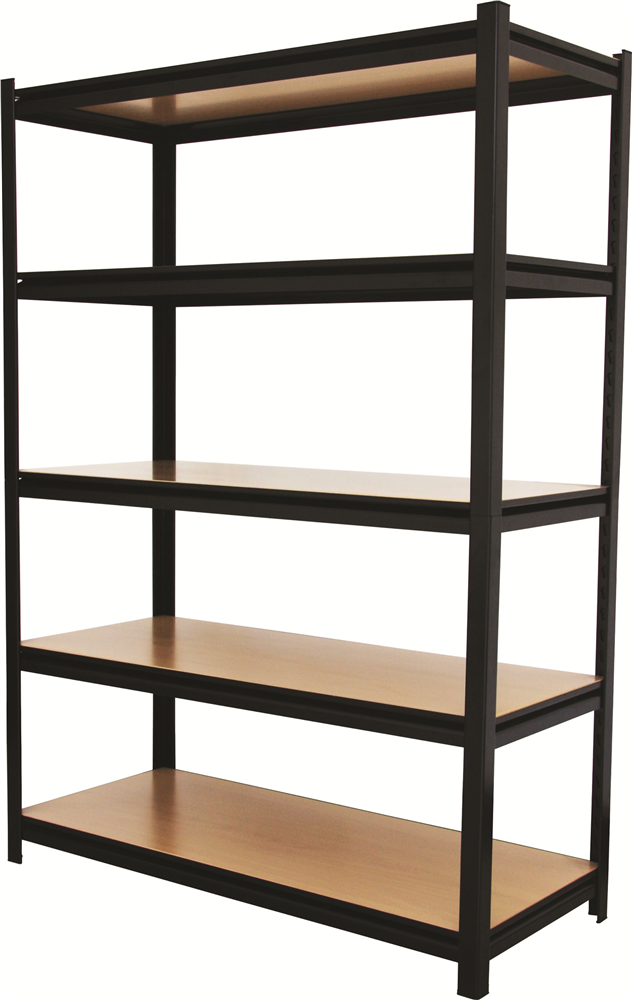 Other view of Shelving - Heavy Duty Studio - 500kg - 5 Shelf - 1800W x 1200W x 450D - Black Powdercoat/Melamine Shelves