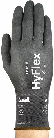 Other view of Ansell Earth HyFlex® 11-849 General Purpose Gloves - 18 Guage Nylon Liner - Nitrile Palm Coat - Silicone/Latex Free/Antistatic - Black - 10